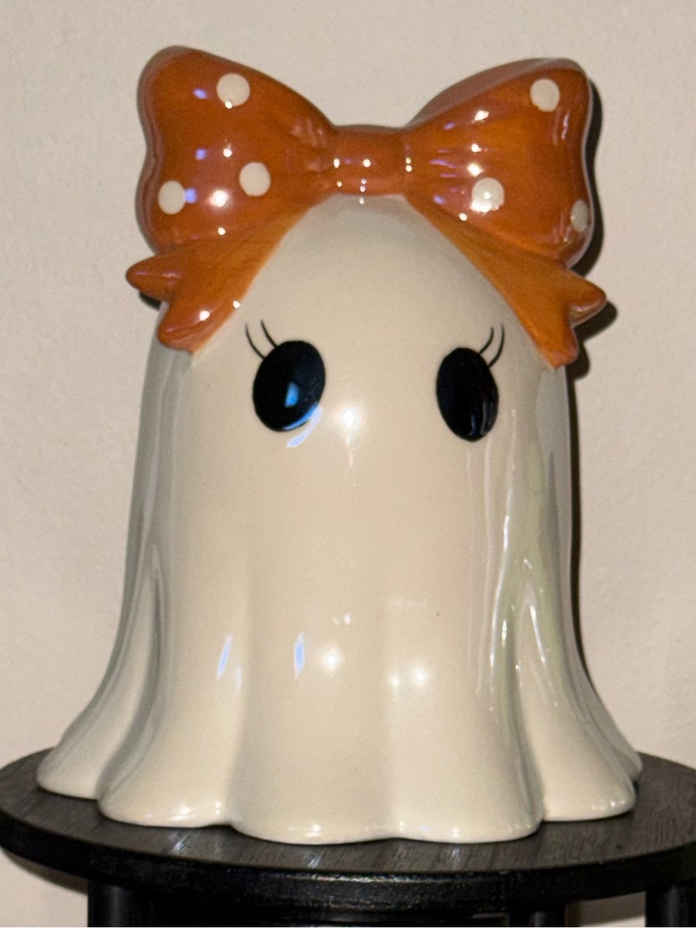 Iridescent Girlie Ghost with Orange & White Polka Dot Bow